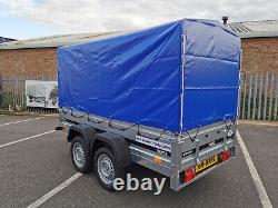 New Car Trailer 263 x 125cm Twin Axle 750kg Top Cover Blue 8'7 x 4'1 FT