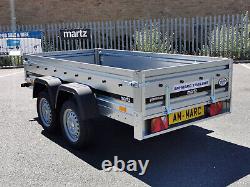 New Car Trailer 263 x 125cm Twin Axle 750kg Top Cover Red 8'7 x 4'1 FT