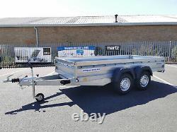 New Car Trailer 330 x 129cm Twin Axle GWV 2000kg Braked 10.9ft x 4.3ft