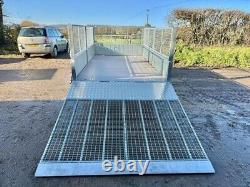 New Graham Edwards 12ft x 6ft 6in Twin Axle Flatbed Trailer Mesh Sides HD Ramp