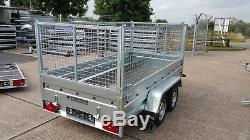 New Mesh Cage Trailer 8,7ft X 4,4ft Twin Axle Unbraked 750kg High Mesh 800mm