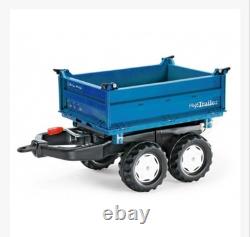 New Rolly Toys BLUE Mega Trailer Twin Axle 3-Way Tipping Large Pedal Tractors