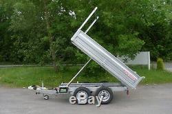 New Wessex TP845 Tipping Twin Axle Dropside Trailer With Ladder Rack 2600KG