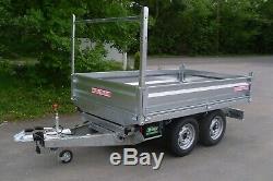 New Wessex TP845 Tipping Twin Axle Dropside Trailer With Ladder Rack 2600KG