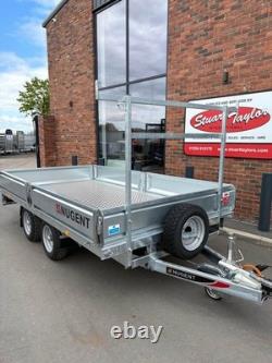 Nugent 12' x 6'7 twin axle flatbed complete with ladder rack and ally floor