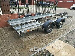 PEAR twin axle car trailer transporter 14ft same like Brian James a lot new part