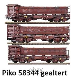 PIKO 58344 Set 3 Twin Axle Tipping Trailer Aged Optional Märklinachsen Free 1