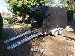 Phoenix covered twin axle car trailer, electric winch, internal L10'4 W4'8