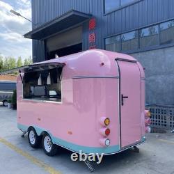 Pink Retro Twin Axle Catering Trailer Serving Hatch Stainless Kitchen Air Con