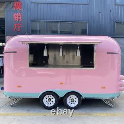 Pink Retro Twin Axle Catering Trailer Serving Hatch Stainless Kitchen Air Con