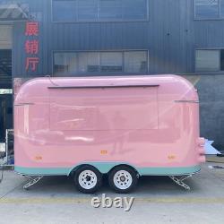 Pink Retro Twin Axle Catering Trailer Serving Hatch Stainless Kitchen Air Con
