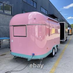 Pink Retro Twin Axle Catering Trailer Serving Hatch Stainless Kitchen Air Con