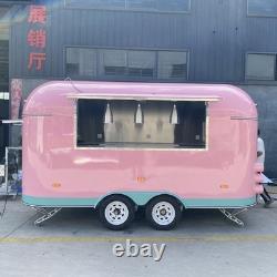 Pink Retro Twin Axle Catering Trailer Serving Hatch Stainless Kitchen Air Con