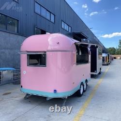 Pink Retro Twin Axle Catering Trailer Serving Hatch Stainless Kitchen Air Con
