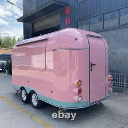 Pink Retro Twin Axle Catering Trailer Serving Hatch Stainless Kitchen Air Con