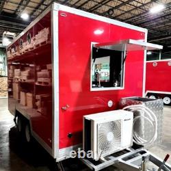 Red Mobile Food Trailer Twin Axle Catering Street Food Coffee Burger Unit