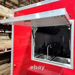 Red Mobile Food Trailer Twin Axle Catering Street Food Coffee Burger Unit