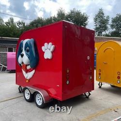 Red Twin Axle Mobile Dog Grooming Trailer Pet Salon with Bath and Table