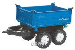 Rolly Toys BLUE Mega Trailer Twin Axle 3 Way Tipping Large For Rolly Tractors