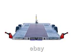 TIKI car transporter A 2850 GVW. 5m x 2.09m bed. Twin axle. Tool/strap storage