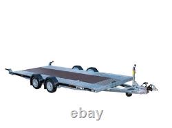 TIKI car transporter A 2850 GVW. 5m x 2.09m bed. Twin axle. Tool/strap storage