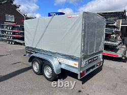 TRAILER 8ft x 4.4ft BOX COVER SIDES TWIN AXLE 250cm x 135cm 750kg UNBRAKED