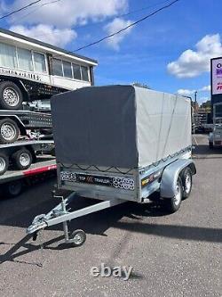 TRAILER 8ft x 4.4ft BOX COVER SIDES TWIN AXLE 250cm x 135cm 750kg UNBRAKED