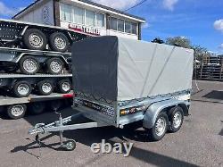 TRAILER 8ft x 4.4ft BOX COVER SIDES TWIN AXLE 250cm x 135cm 750kg UNBRAKED