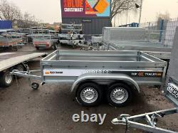 TRAILER 8ft x 4.4ft HIGH SIDES TWIN AXLE 250cm x 135cm 750kg UNBRAKED