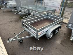 TRAILER 8ft x 4.4ft HIGH SIDES TWIN AXLE 250cm x 135cm 750kg UNBRAKED