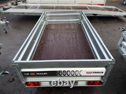 TRAILER 8ft x 4.4ft HIGH SIDES TWIN AXLE 250cm x 135cm 750kg UNBRAKED