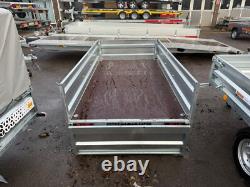 TRAILER 8ft x 4.4ft HIGH SIDES TWIN AXLE 250cm x 135cm 750kg UNBRAKED