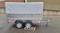 TRAILER TWIN AXLE CAR 263 x 125 750 kg with Extra Sides & CANVAS COVER H 80 cm