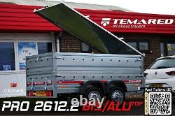 TWIN AXLE CAR TRAILER 8'7 x 4'1 750 kg EXTRA SIDES AND ALUMINIUM TOP