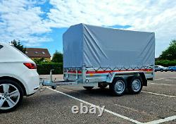 TWIN AXLE CAR TRAILER 8'7 x 4'1 750 kg with CANVAS COVER H 110 cm