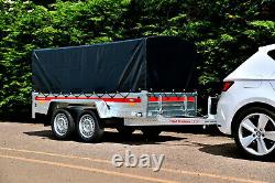 TWIN AXLE CAR TRAILER 8'7 x 4'1 750 kg with CANVAS COVER H 80 cm