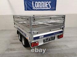 TWIN AXLE CAR TRAILER CAGED SIDES 8'7 x 4'8 750 kg gvw
