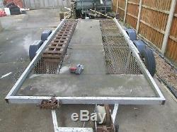 TWIN AXLE CAR TRANSPORTER TRAILER 14ft x 6ft Bed c/w winch, ramps and spare wheel
