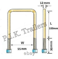 TWIN Leaf Spring 8 x Axle U Bolts & 4 x Bump Stop for Ifor Williams Trailer