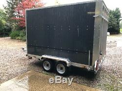 Tickners Box Trailer 10'x6'x6' 1800kg twin axle + ramp, spare wheel & side door