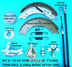 Twin Axle Brake Shoe, Cable Service Kit for TT126G 3,500kg IFOR WILLIAMS Trailer
