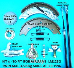 Twin Axle Brake Shoe Cables Service Kit for LM125G 3,500kg IFOR WILLIAMS Trailer