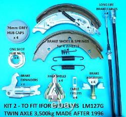Twin Axle Brake Shoe Cables Service Kit for LM127G 3,500kg IFOR WILLIAMS Trailer