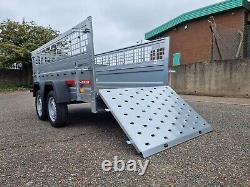 Twin Axle Car Trailer 750kg with Mesh Sides and Full Loading Ramp