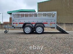 Twin Axle Car Trailer 750kg with Mesh Sides and Full Loading Ramp