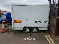Twin axle box trailer white 10ft x 7ft box with electric huck up & roller door