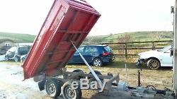Twin axle tipper trailer 2600kg 9ft x 5ft tipping plant trailer