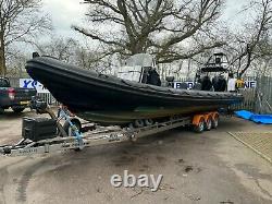 USED XS 990 Rib Boat Twin F 300 V 8 Verado Mercury 3 Axle Trailer CODED for 8