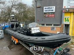 USED XS 990 Rib Boat Twin F 300 V 8 Verado Mercury 3 Axle Trailer CODED for 8