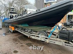 USED XS 990 Rib Boat Twin F 300 V 8 Verado Mercury 3 Axle Trailer CODED for 8